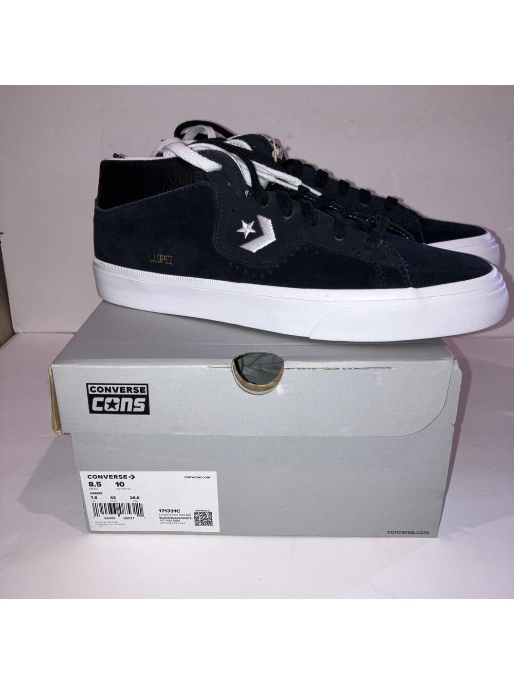 Converse Louie Lopez Pro Mid Black White Skateboard 171331C Men’s Size 8.5. NEW